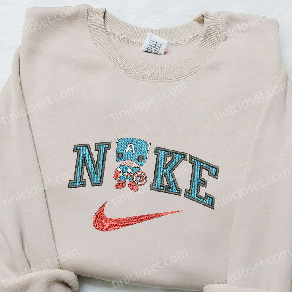 Chibi Captain America x Nike Movie Embroidered Shirt – Best Birthday Gift Ideas