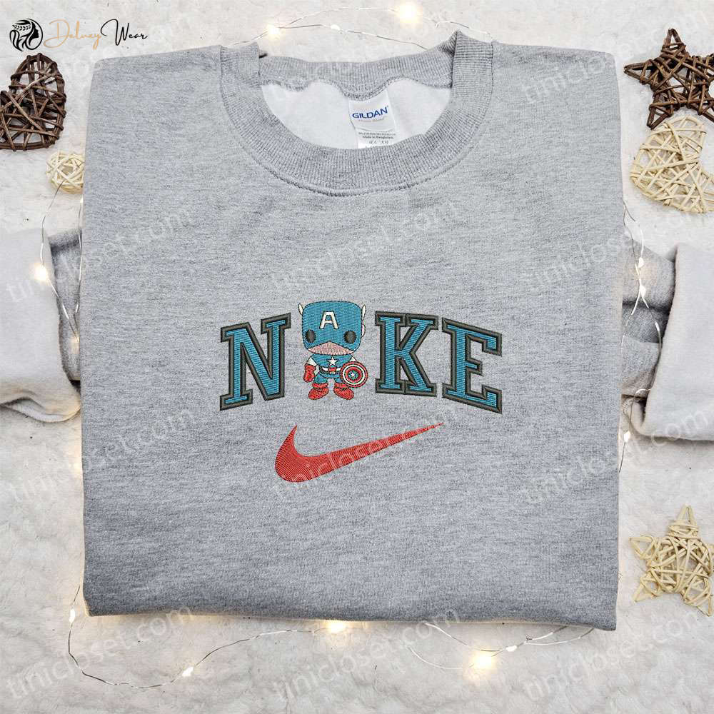 Chibi Captain America x Nike Movie Embroidered Shirt – Best Birthday Gift Ideas
