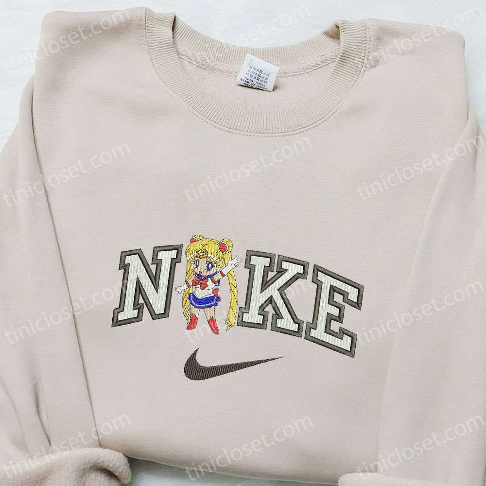 Chibi Sailormoon x Nike Anime Embroidered Tshirt Sweatshirt & Custom Hoodie – Trendy Sailor Moon Embroidery