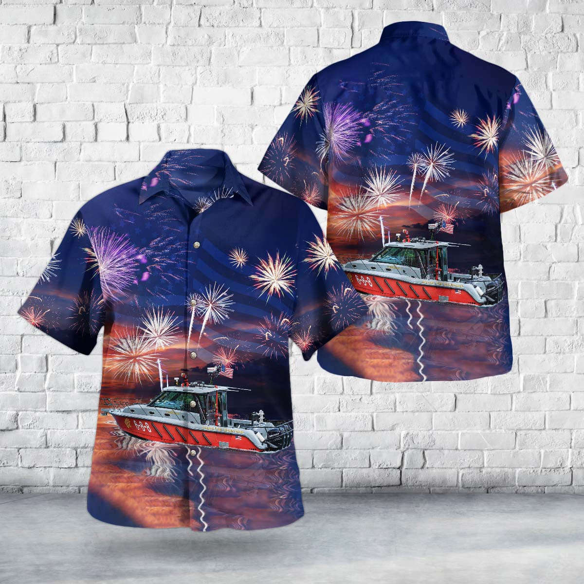 Chicago Fire Department CFD Illinois Eugene Blackmon Fireboat, 4th Of July Hawaiian Shirt Gift for Men Dad Father Gift for Men Dad Father