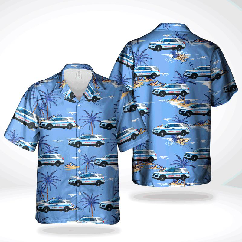 Chicago Police Department CPD Ford Interceptor Utility Hawaiian Shirt Gift for Men Dad Father Gift for Men Dad Father