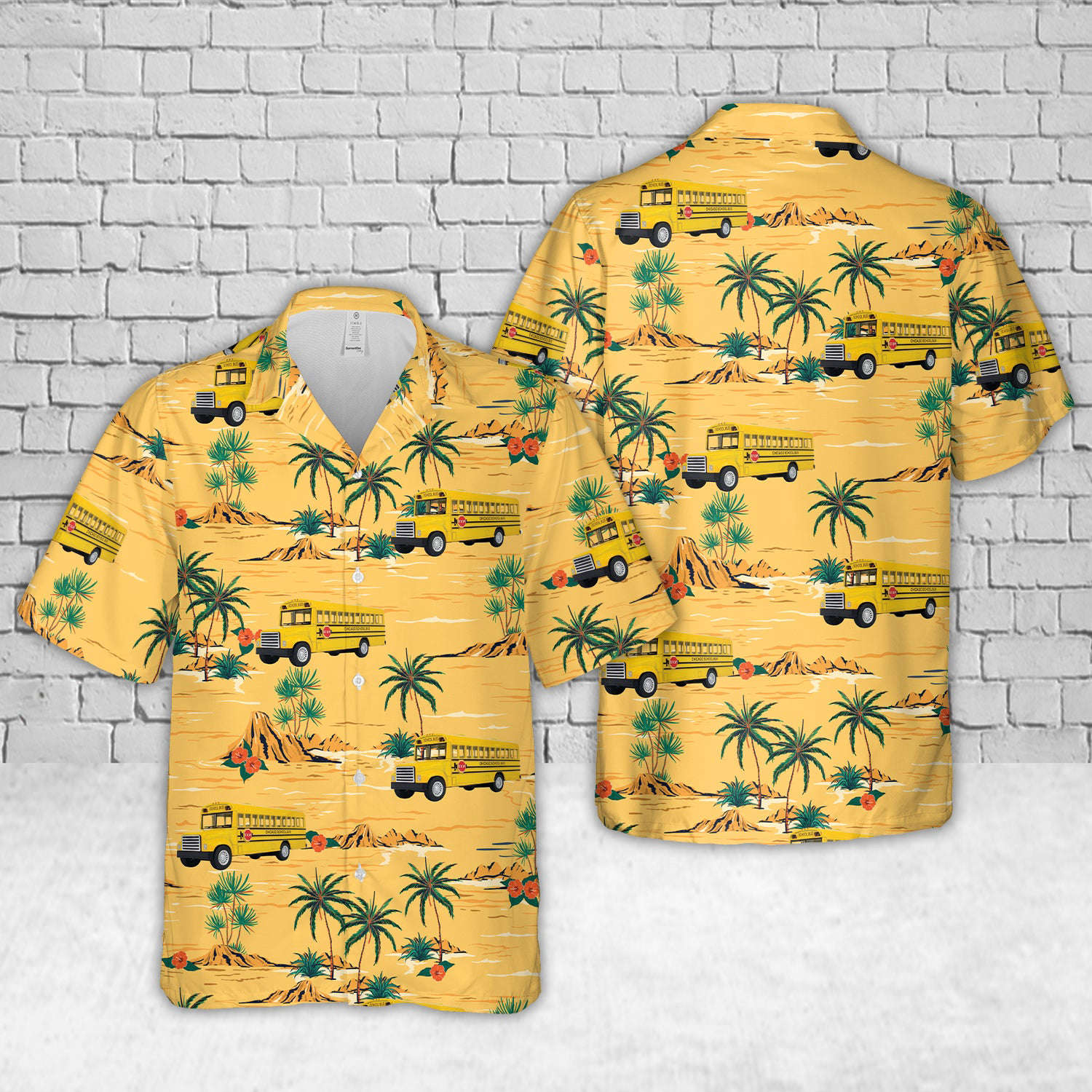 Chicago Yellow School Bus Hawaiian Shirt Gift for Men Dad Father Gift for Men Dad Father