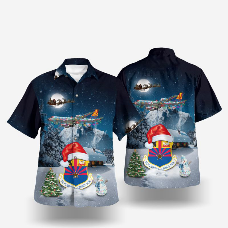 Christmas Arizona Air National Guard 161st Air Refueling Wing Boeing KC-135R Stratotanker (717-148) Hawaiian Shirt Gift for Men Dad Father Gift for Men Dad Father