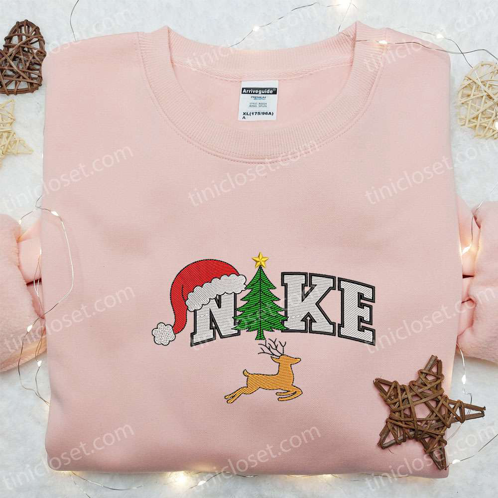Nike Embroidered Christmas Tree & Reindeer Sweatshirt: Best Gift Idea for the Holidays