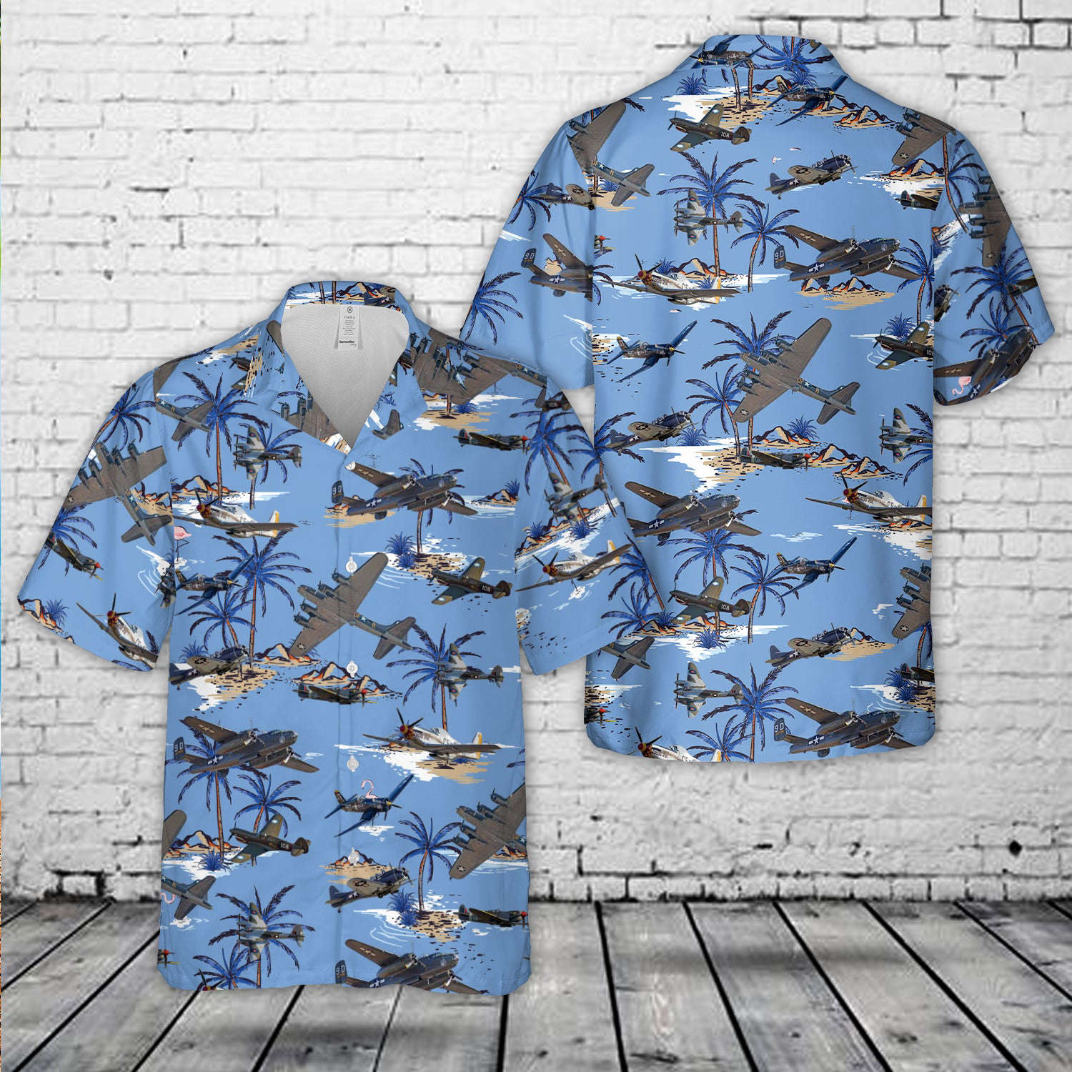 Collage of Allied WWII Aircraft Hawaiian Shirt Gift for Men Dad Father Gift for Men Dad Father