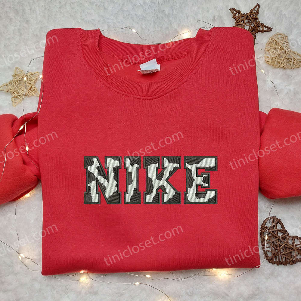 Cow Pattern x Nike Embroidered Shirt: Animal Print Custom Tee