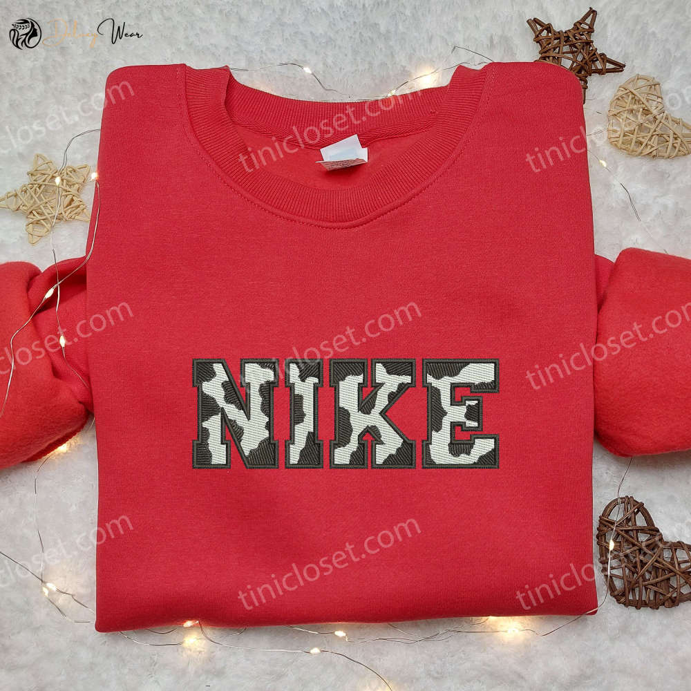 Cow Pattern x Nike Embroidered Shirt: Animal Print Custom Tee