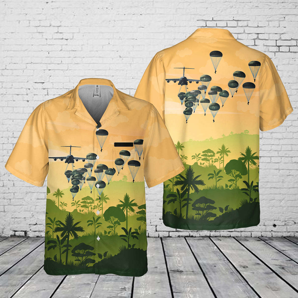 Custom Name US Army Paratroopers With The 82nd Airborne Division Parachute Pocket Hawaiian Shirt Gift for Men Dad Father Gift for Men Dad Father