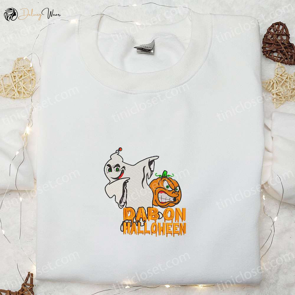 Spooktacular Dab on Halloween Ghost Embroidered Shirt – Funny & Stylish Halloween Apparel