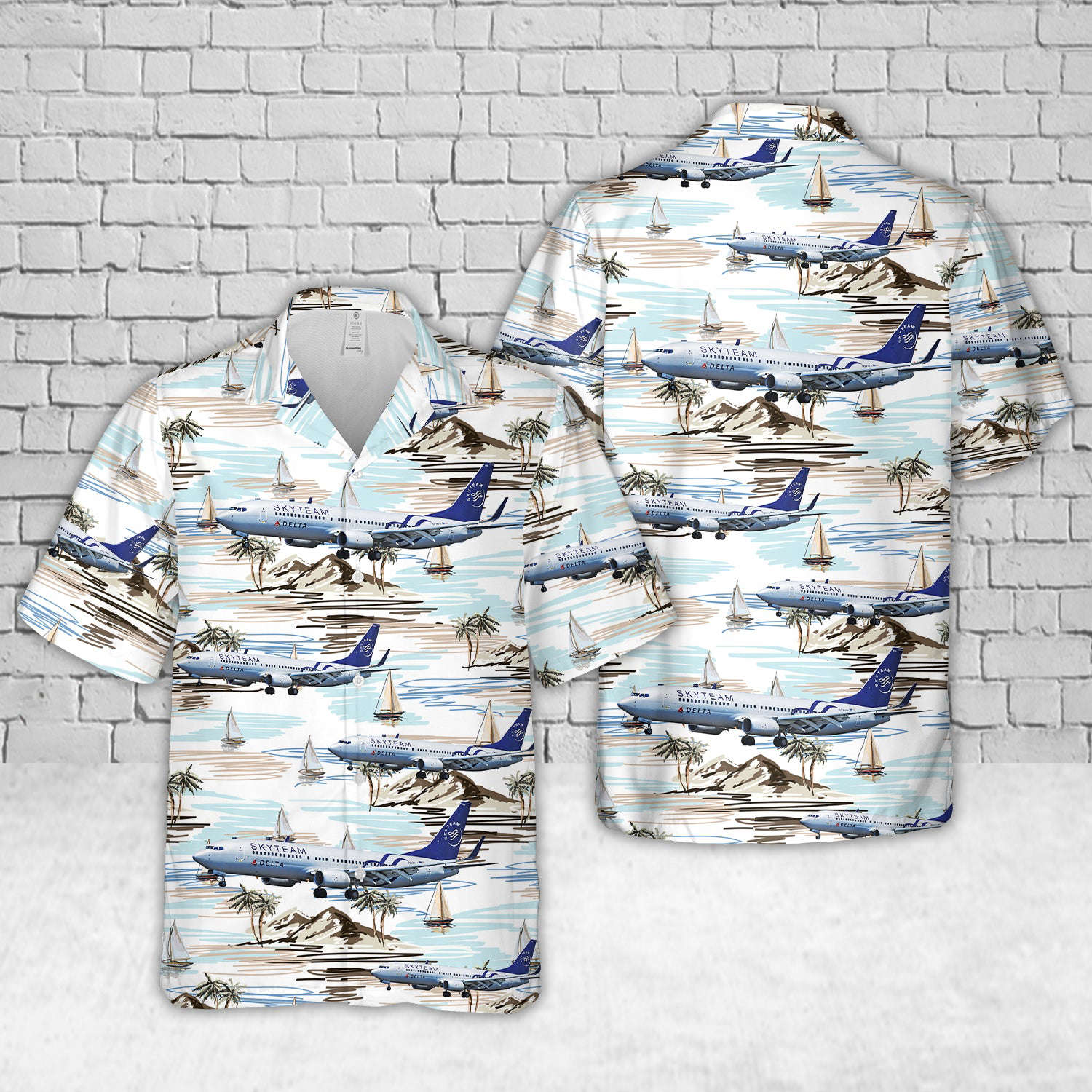 Delta Air Lines 2001 Boeing 737-832 N3755D Skyteam Hawaiian Shirt Gift for Men Dad Father Gift for Men Dad Father