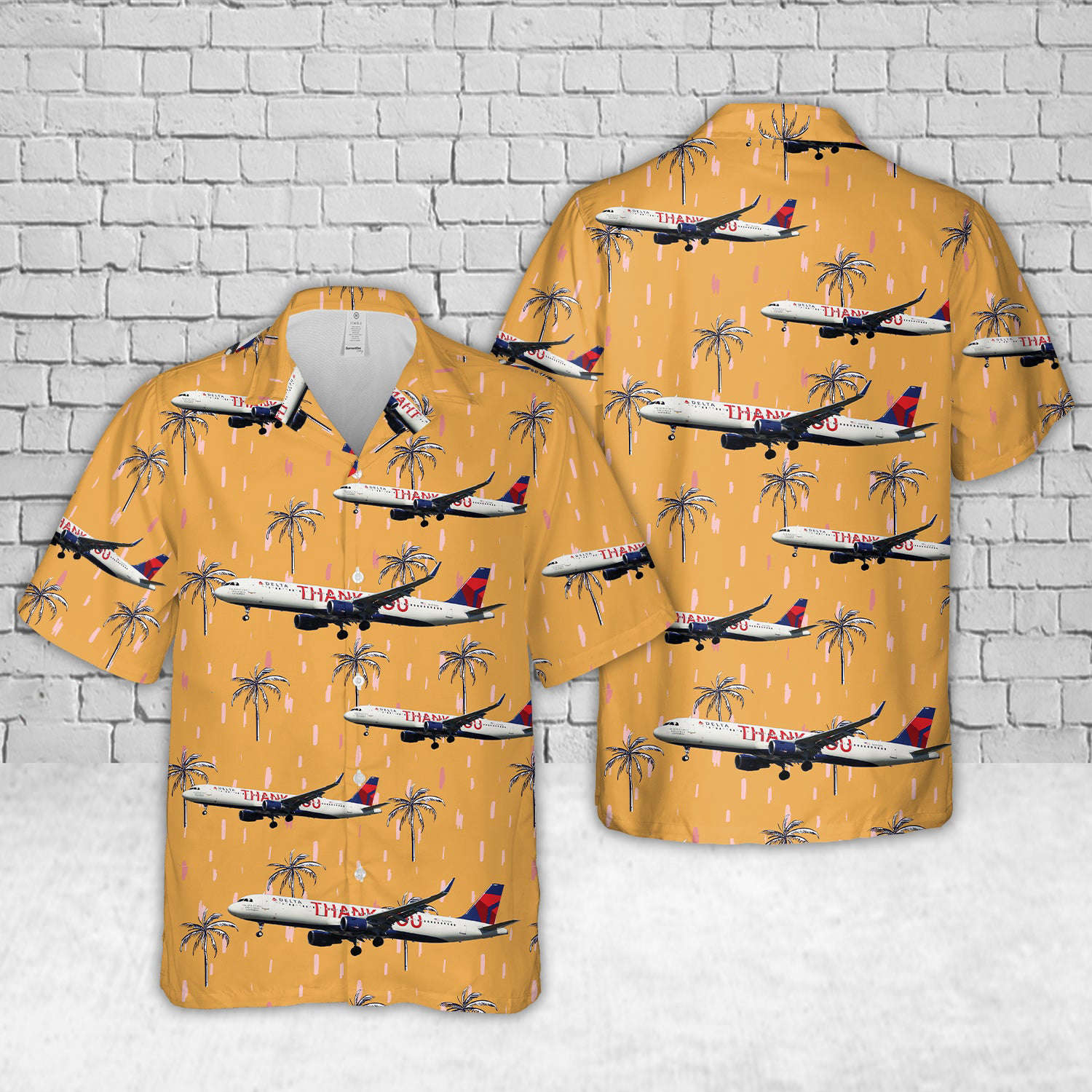 Delta Air Lines Airbus A321-211/W N391DN “Thank You” Livery Hawaiian Shirt Gift for Men Dad Father Gift for Men Dad Father