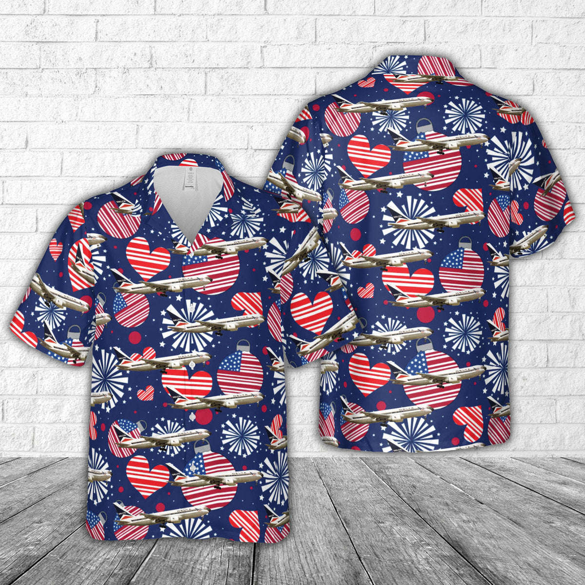 Delta Air Lines Boeing 767-232 Vintage. 4th Of July Hawaiian Shirt Gift for Men Dad Father Gift for Men Dad Father