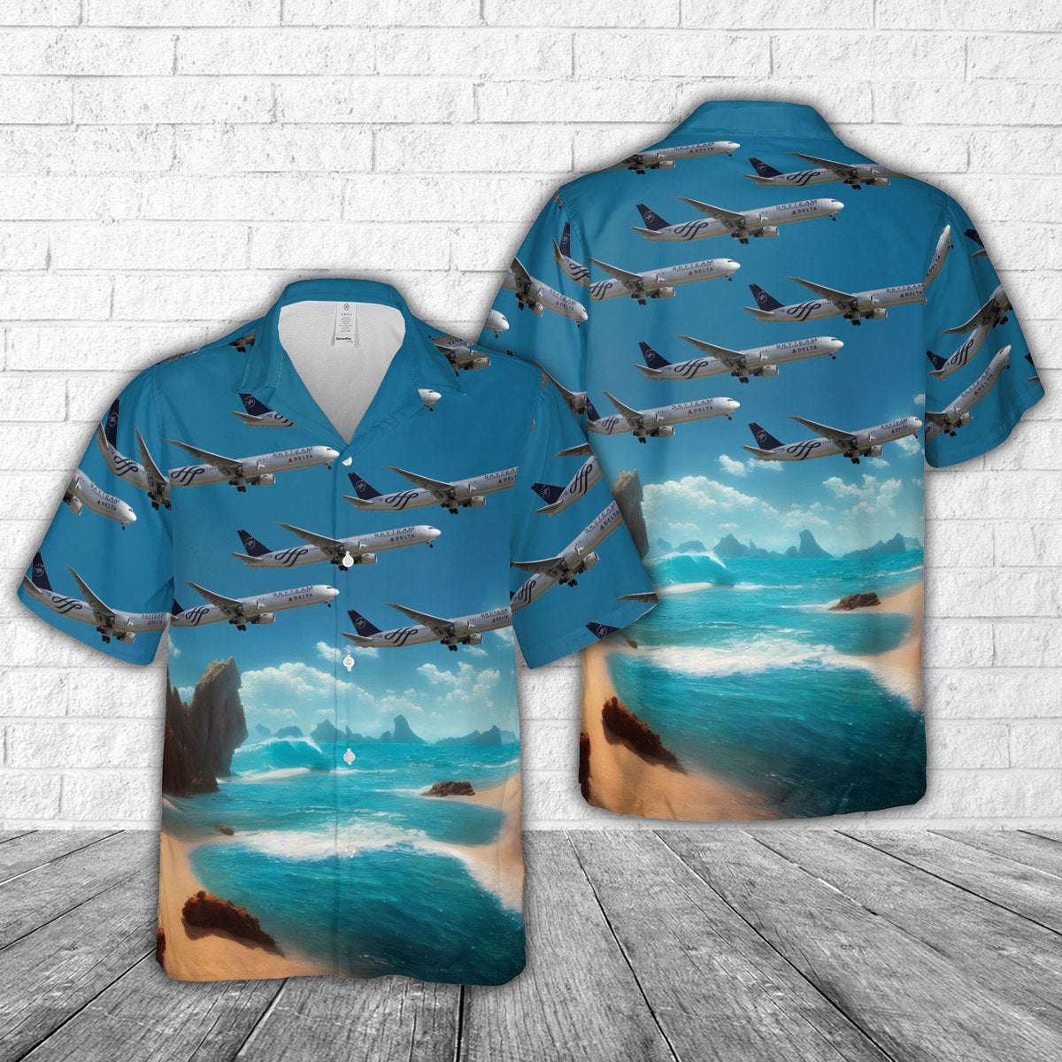 Delta Airlines Boeing 767-400 Skyteam Color Scheme N844MH Hawaiian Shirt Gift for Men Dad Father Gift for Men Dad Father