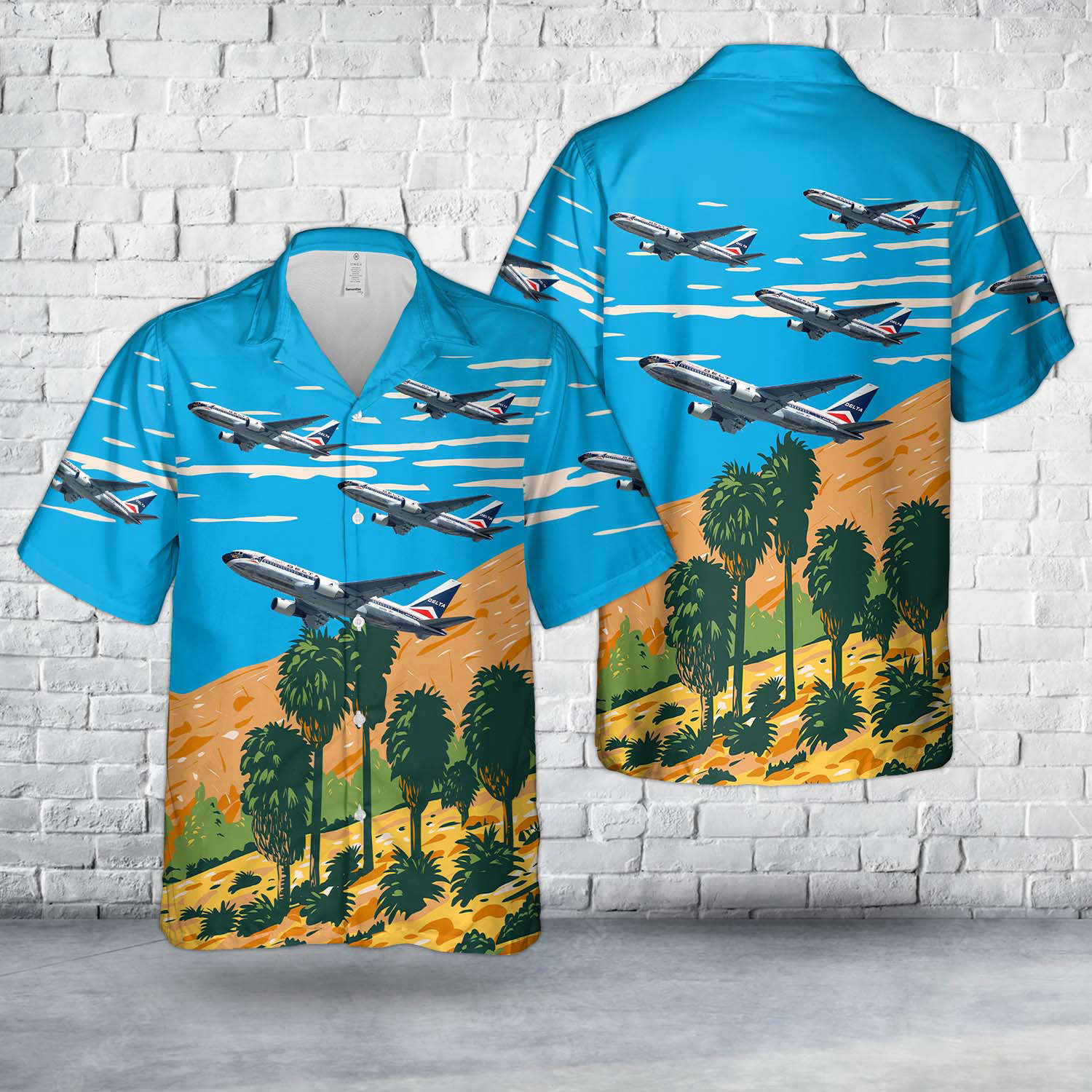Delta Boeing 767-232 N102DA Spirit of Delta Hawaiian Shirt Gift for Men Dad Father Gift for Men Dad Father