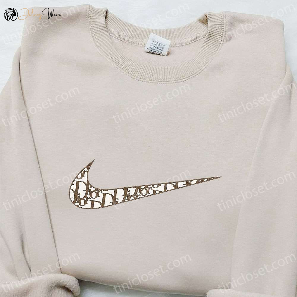 Dior x Swoosh Embroidered Sweatshirt: Custom Shirt Best Family Gift Ideas