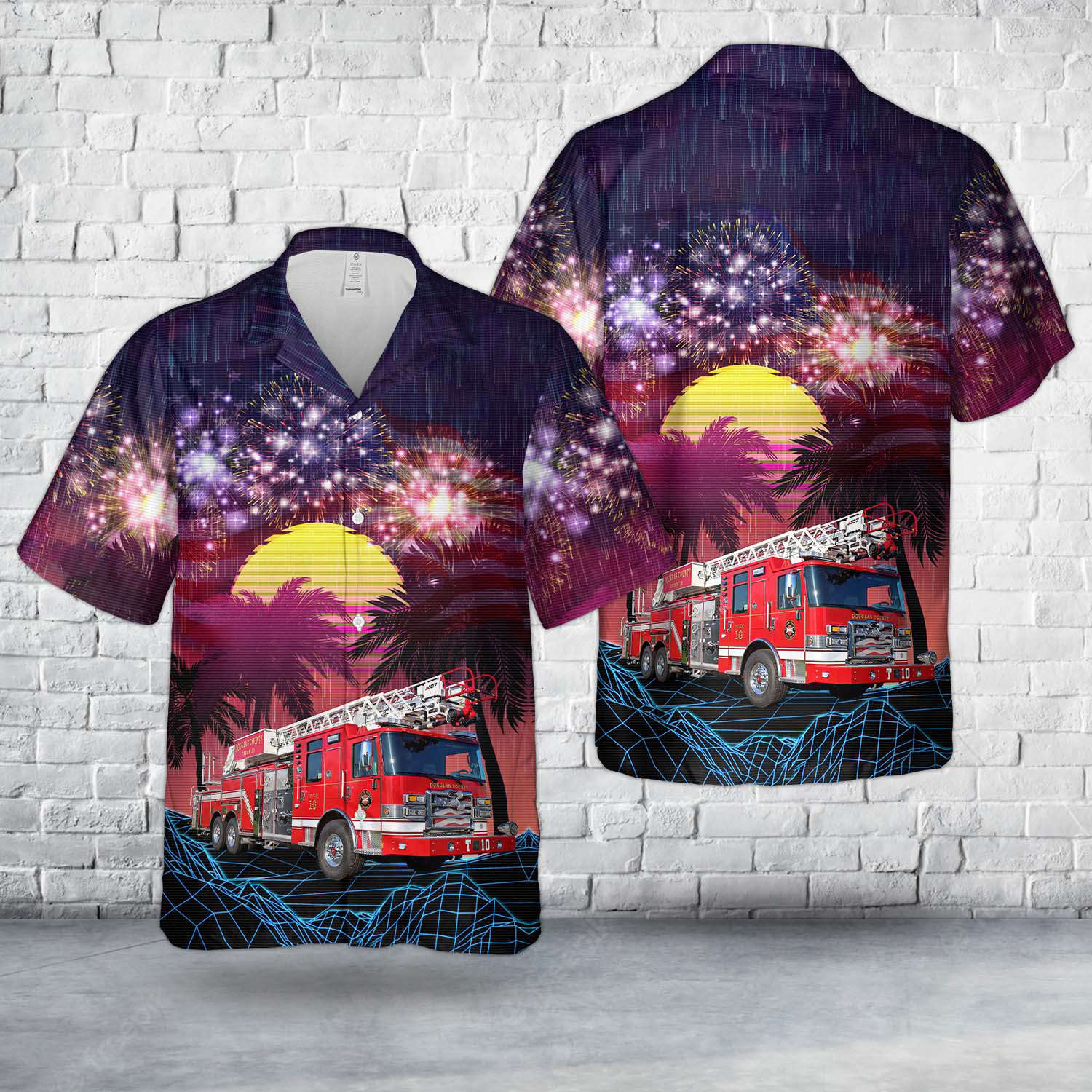 Douglasville, Georgia, Douglas County Fire Department, 4th Of July Hawaiian Shirt Gift for Men Dad Father Gift for Men Dad Father