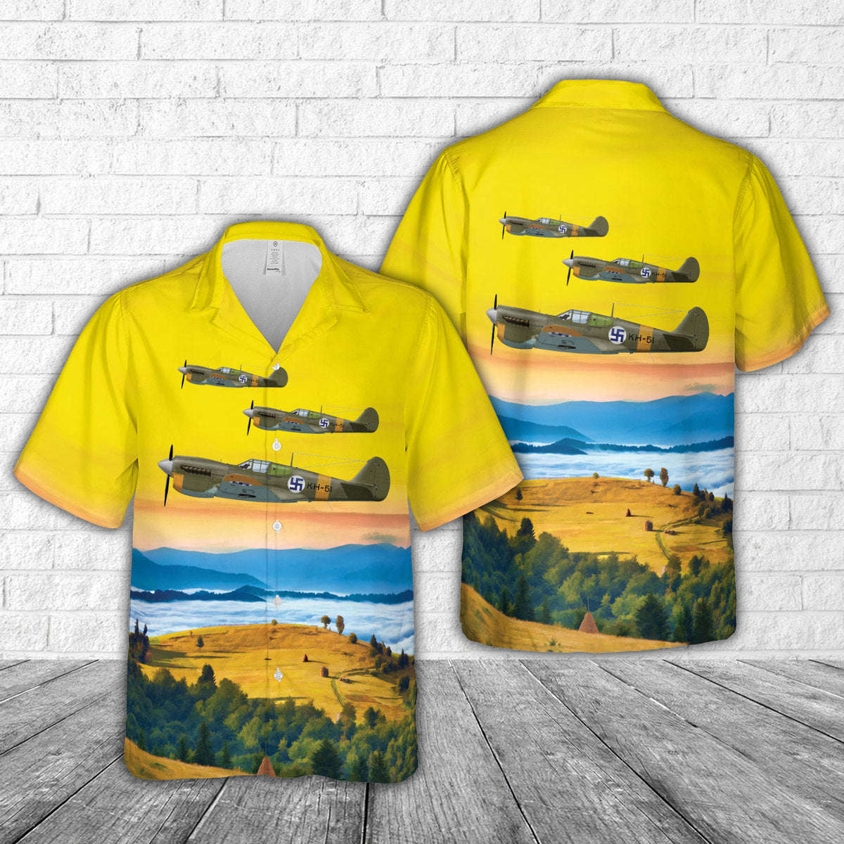 Finnish Air Force Curtiss P-40 Warhawk WWII Hawaiian Shirt Gift for Men Dad Father Gift for Men Dad Father