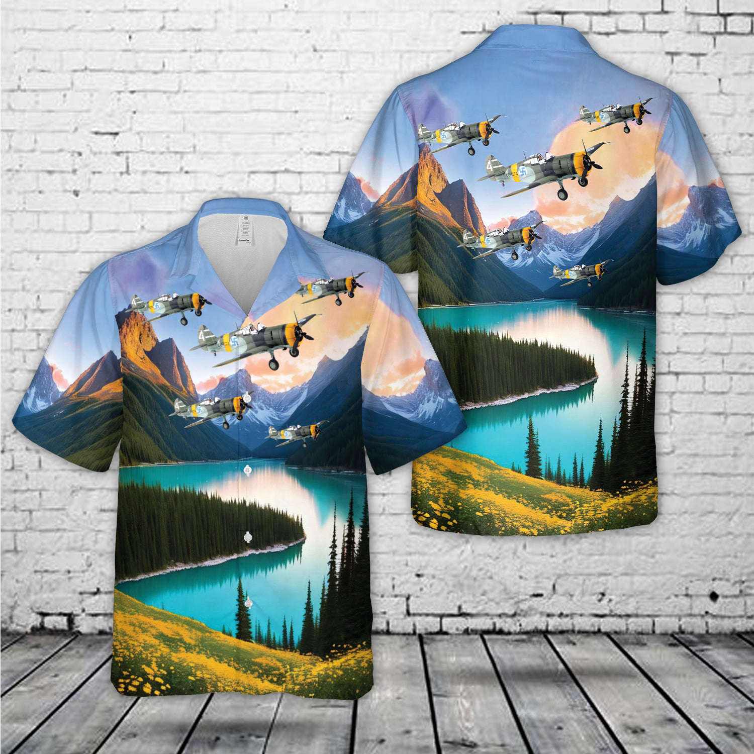 Finnish Air Force Hawk 75A-6 WWII Hawaiian Shirt Gift for Men Dad Father Gift for Men Dad Father