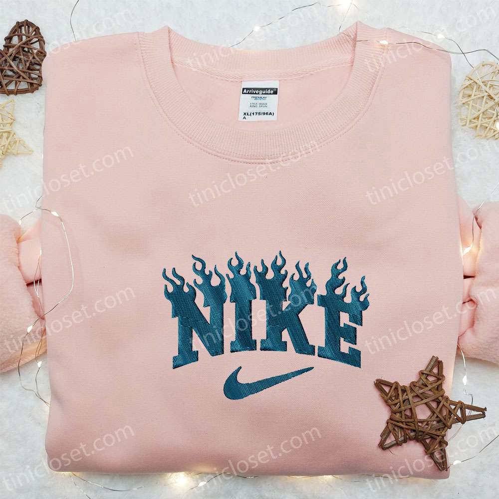 Fire x Nike Embroidered T-Shirt: Nike Inspired Shirt Perfect Family Gift!