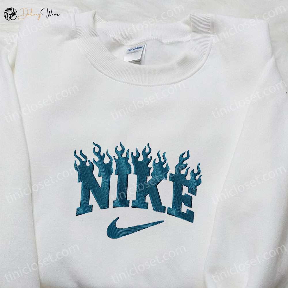Fire x Nike Embroidered T-Shirt: Nike Inspired Shirt Perfect Family Gift!