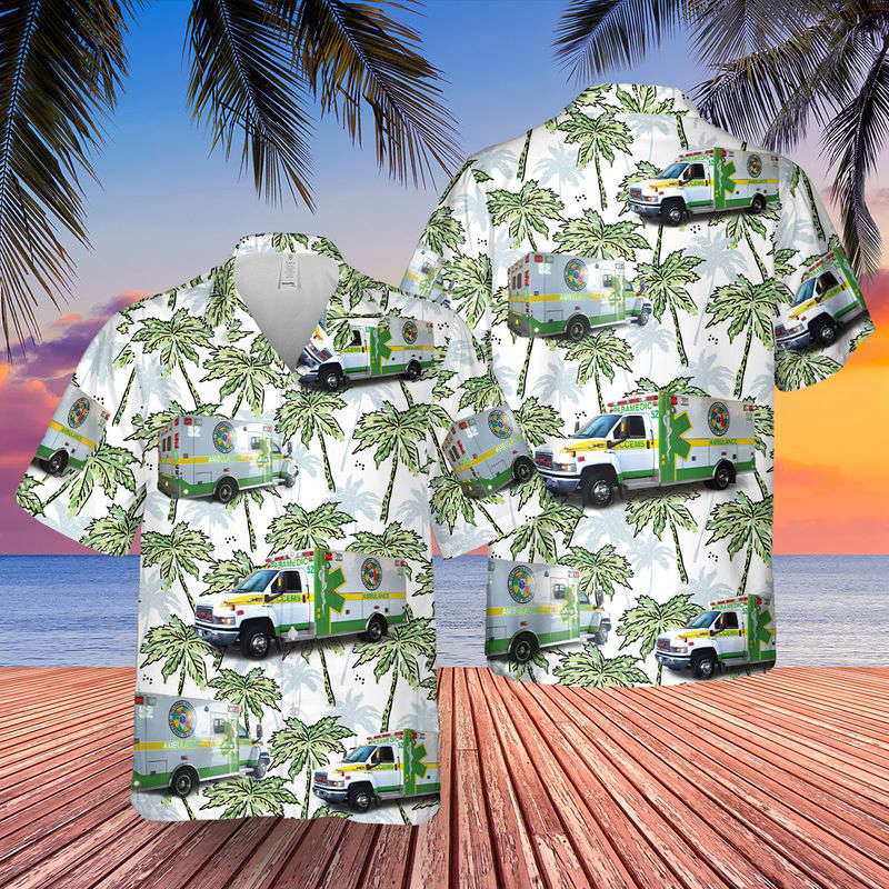 Florida Columbia County EMS Hawaiian Shirt Gift for Men Dad Father Gift for Men Dad Father