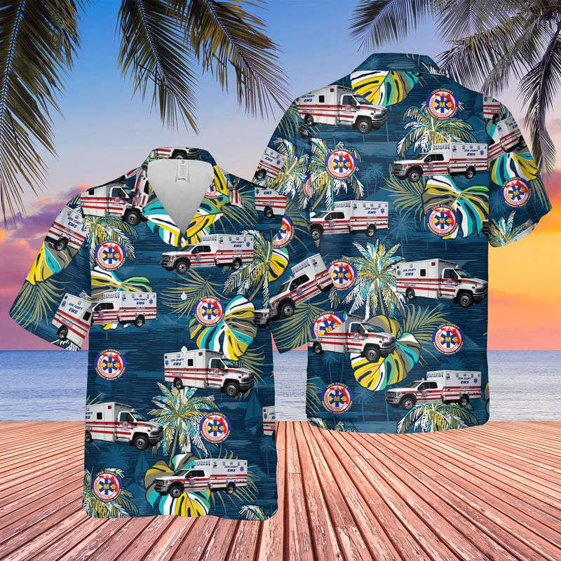 Florida Leon County EMS Hawaiian Shirt Gift for Men Dad Father Gift for Men Dad Father