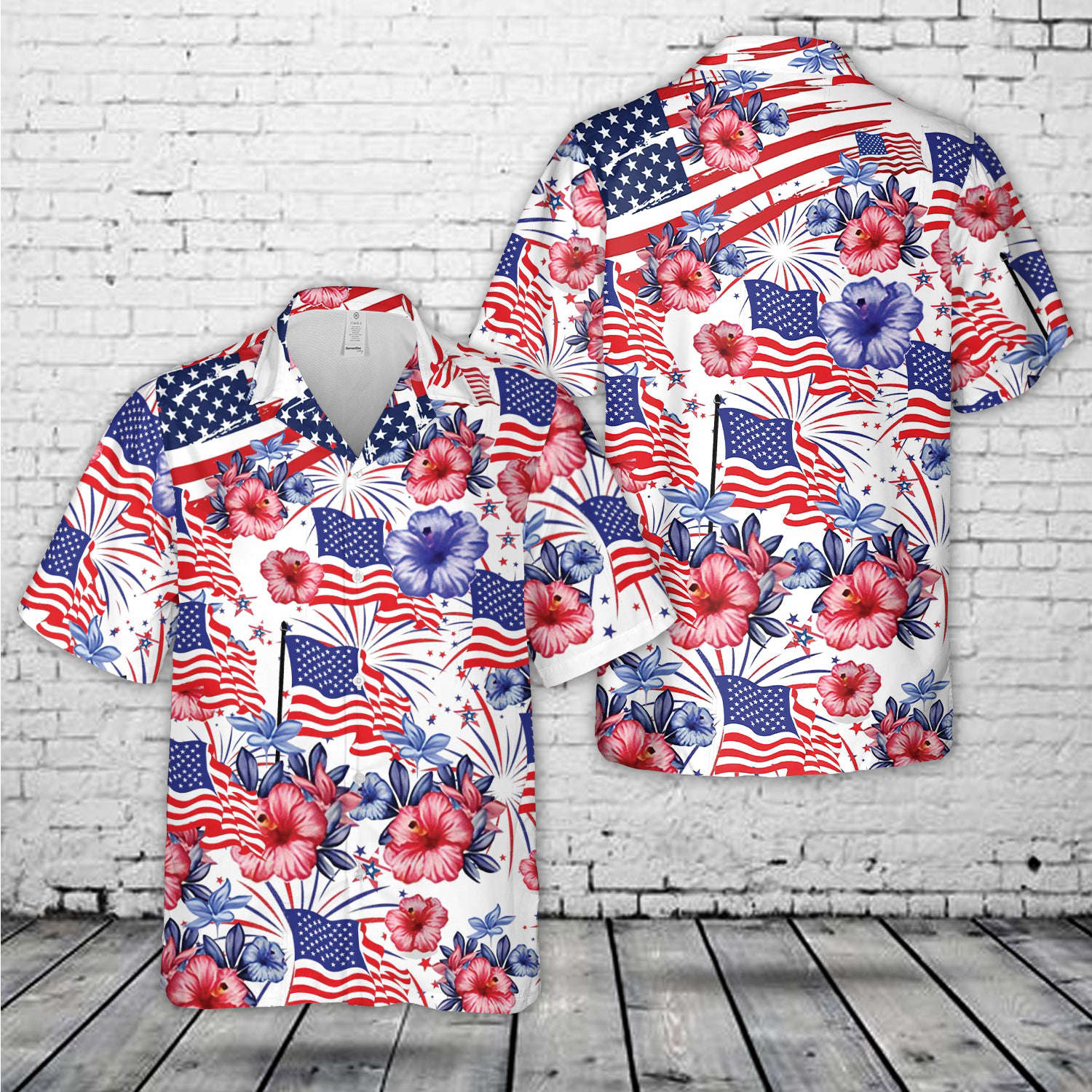 Flower American Flag 4th Of July Hawaiian Shirt Gift for Men Dad Father Gift for Men Dad Father