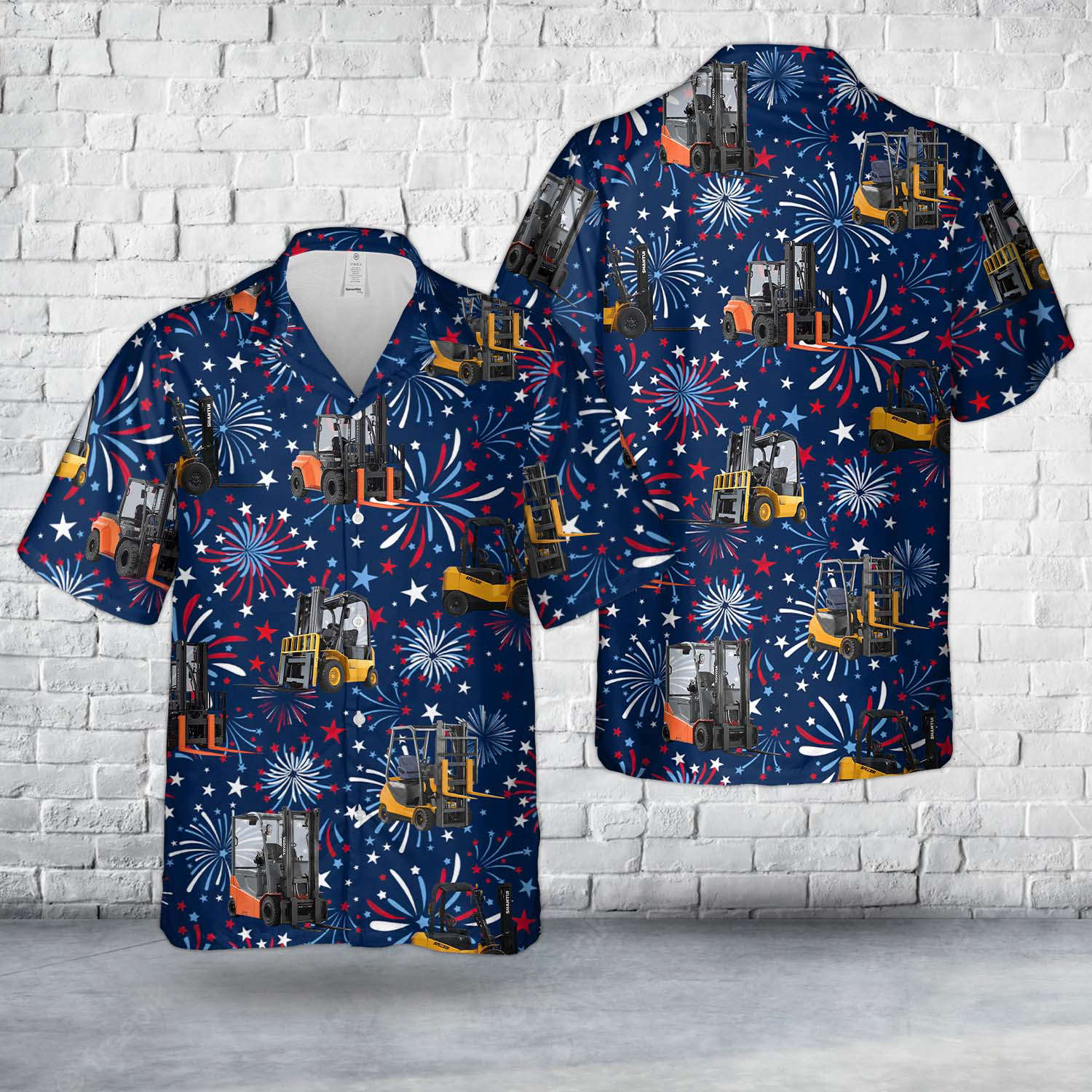 Forklift, 4th Of July Hawaiian Shirt Gift for Men Dad Father Gift for Men Dad Father