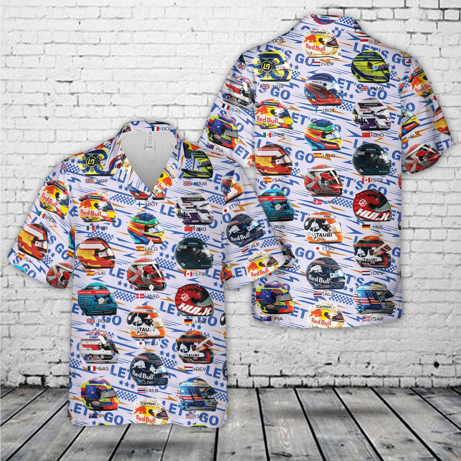 Formula 1 2023 Season Drivers Helmet Hawaiian Shirt Gift for Men Dad Father Gift for Men Dad Father