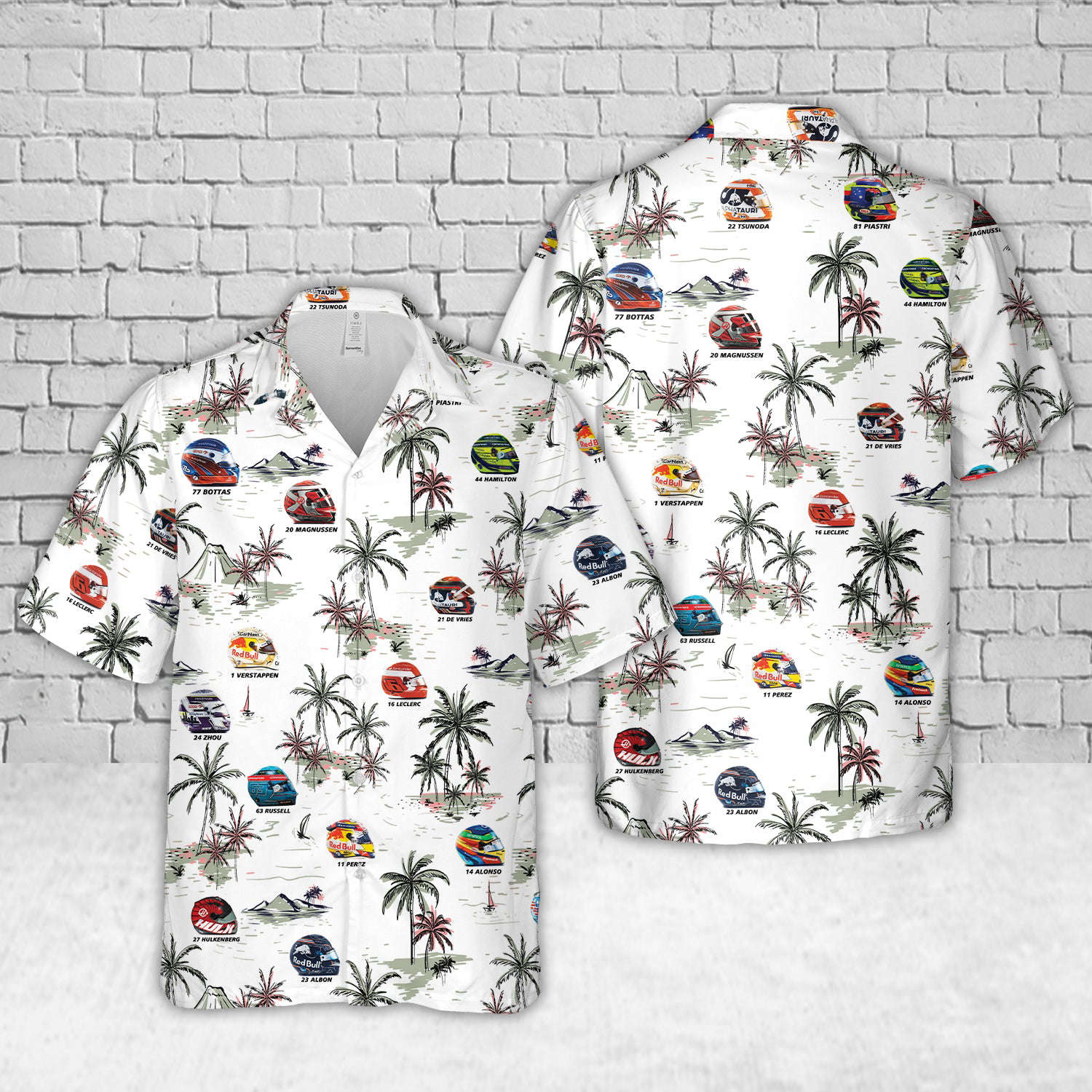 Formula 1 2023 Season Drivers Helmets Hawaiian Shirt Gift for Men Dad Father Gift for Men Dad Father