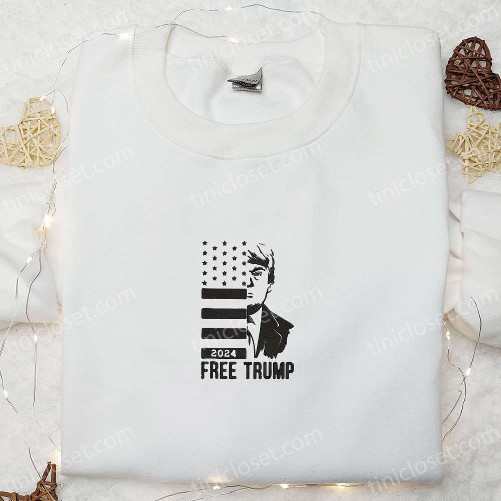 Trump 2024 Embroidered Hoodie Donald Trump Sweatshirt Hot Political Topics T-shirt