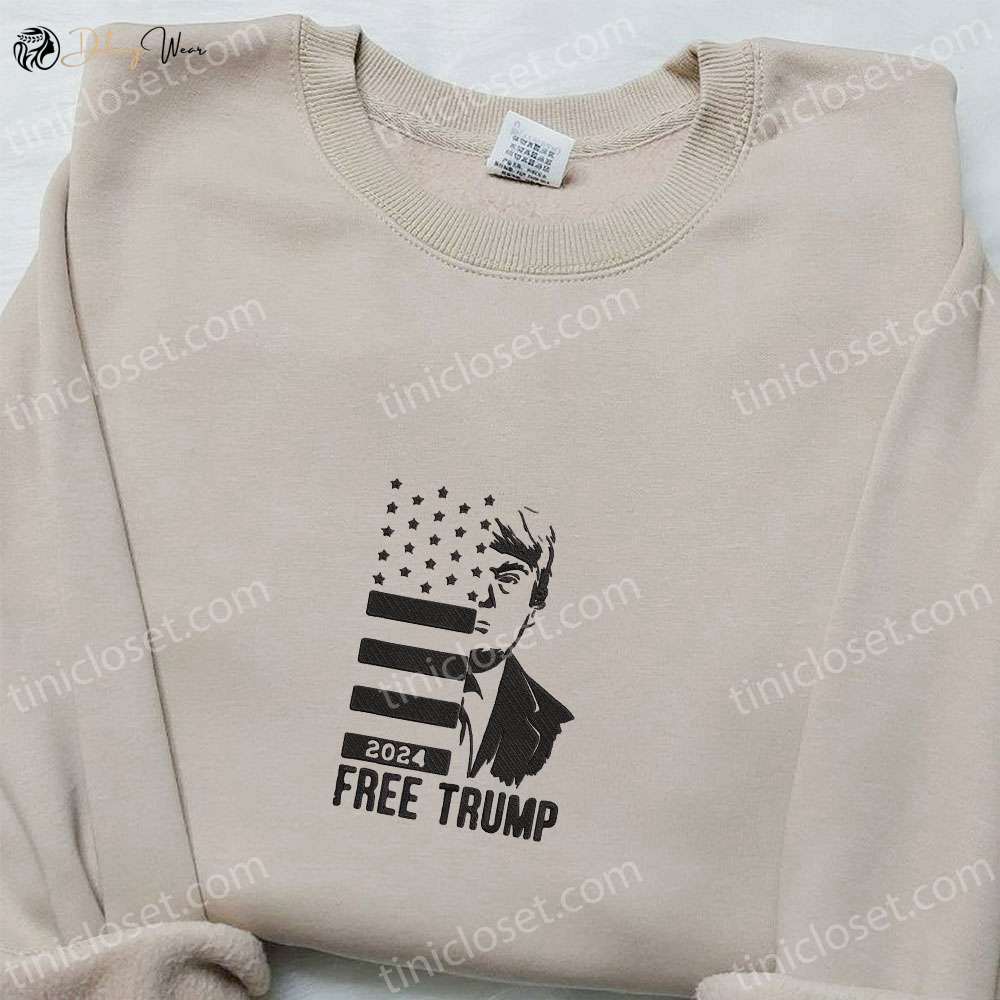 Trump 2024 Embroidered Hoodie Donald Trump Sweatshirt Hot Political Topics T-shirt