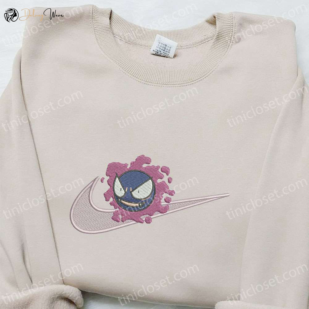 Gastly x Swoosh Anime Hoodie & Pokemon Shirt: Cool Embroidered Clothing