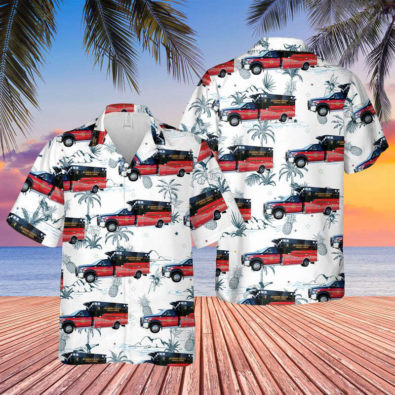Georgia Barrow County Emergency Services Fire EMS Hawaiian Shirt Gift for Men Dad Father Gift for Men Dad Father