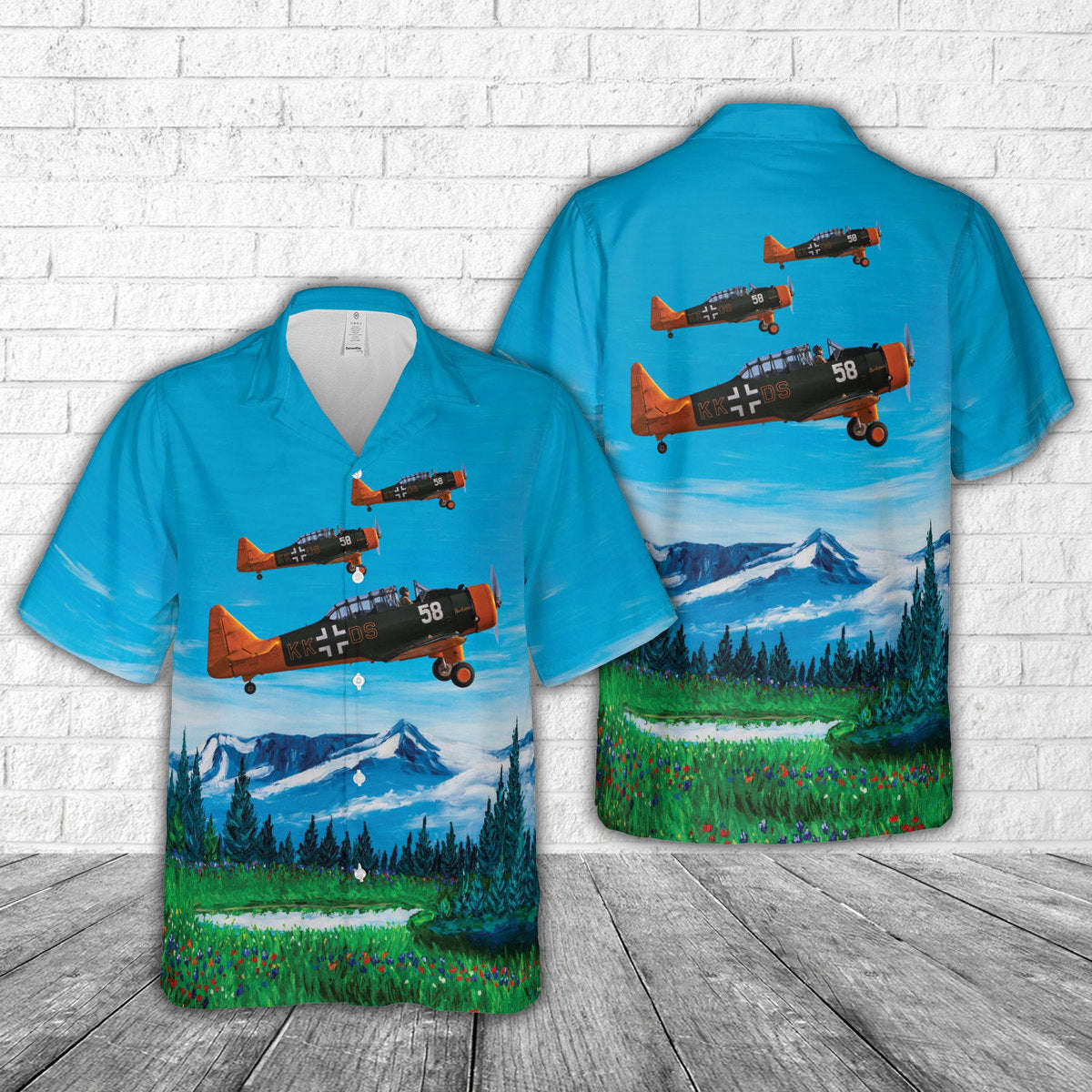 German Air Force Luftwaffe North American Aviation NA-64 In WWII Hawaiian Shirt Gift for Men Dad Father Gift for Men Dad Father