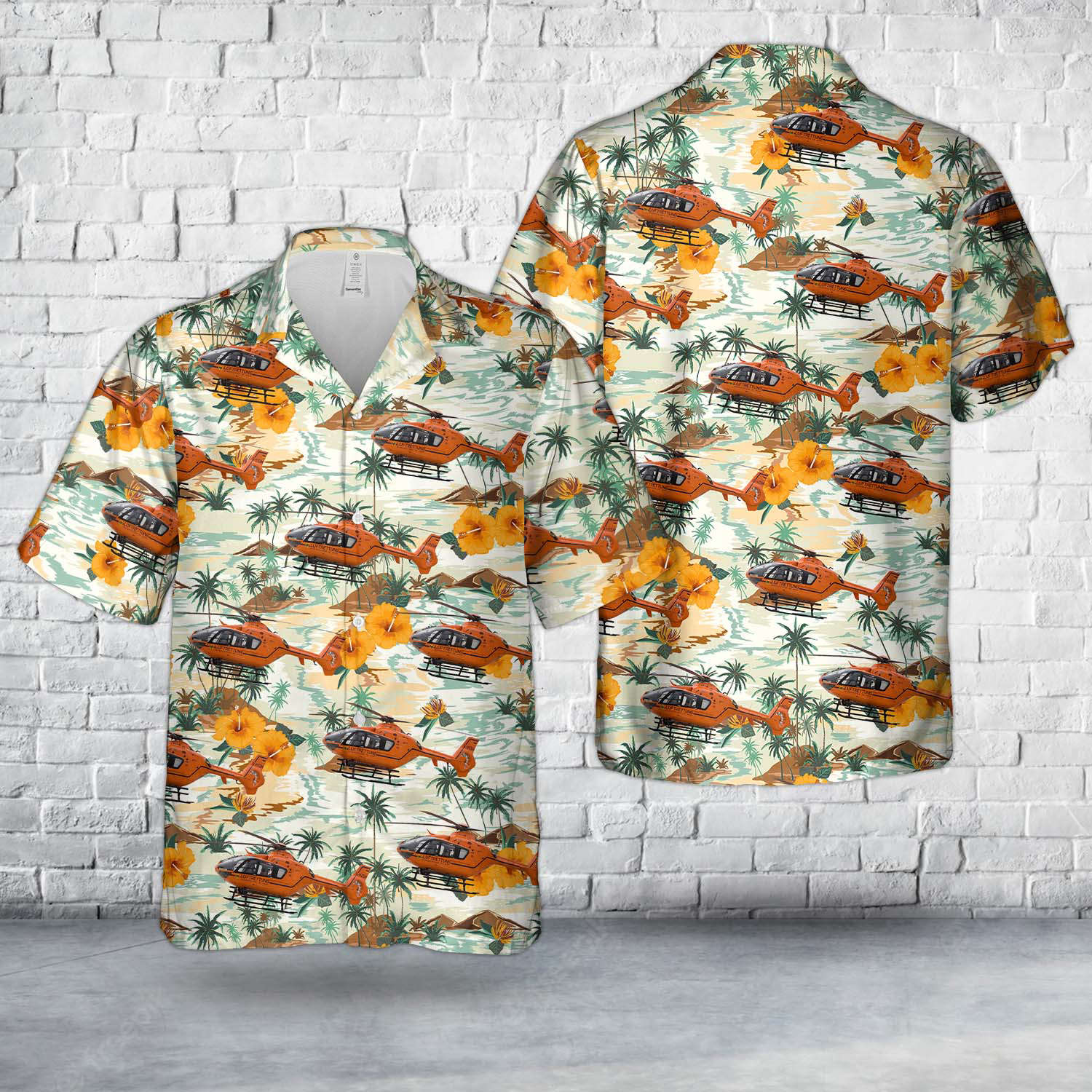 German Rescue Helicopter Eurocopter EC 135 Hawaiian Shirt Gift for Men Dad Father Gift for Men Dad Father