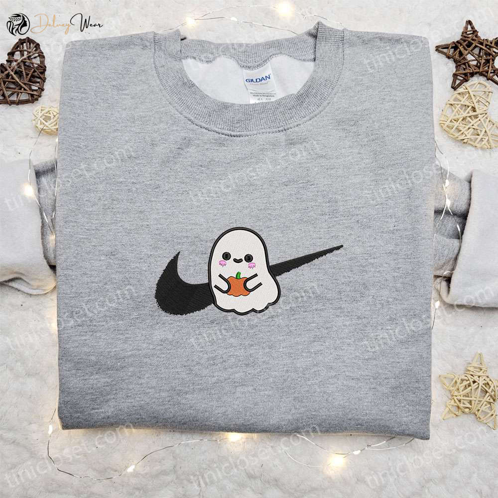 Ghost Pumpkin x Swoosh Embroidered Sweatshirt – Best Halloween Gift Ideas for Family