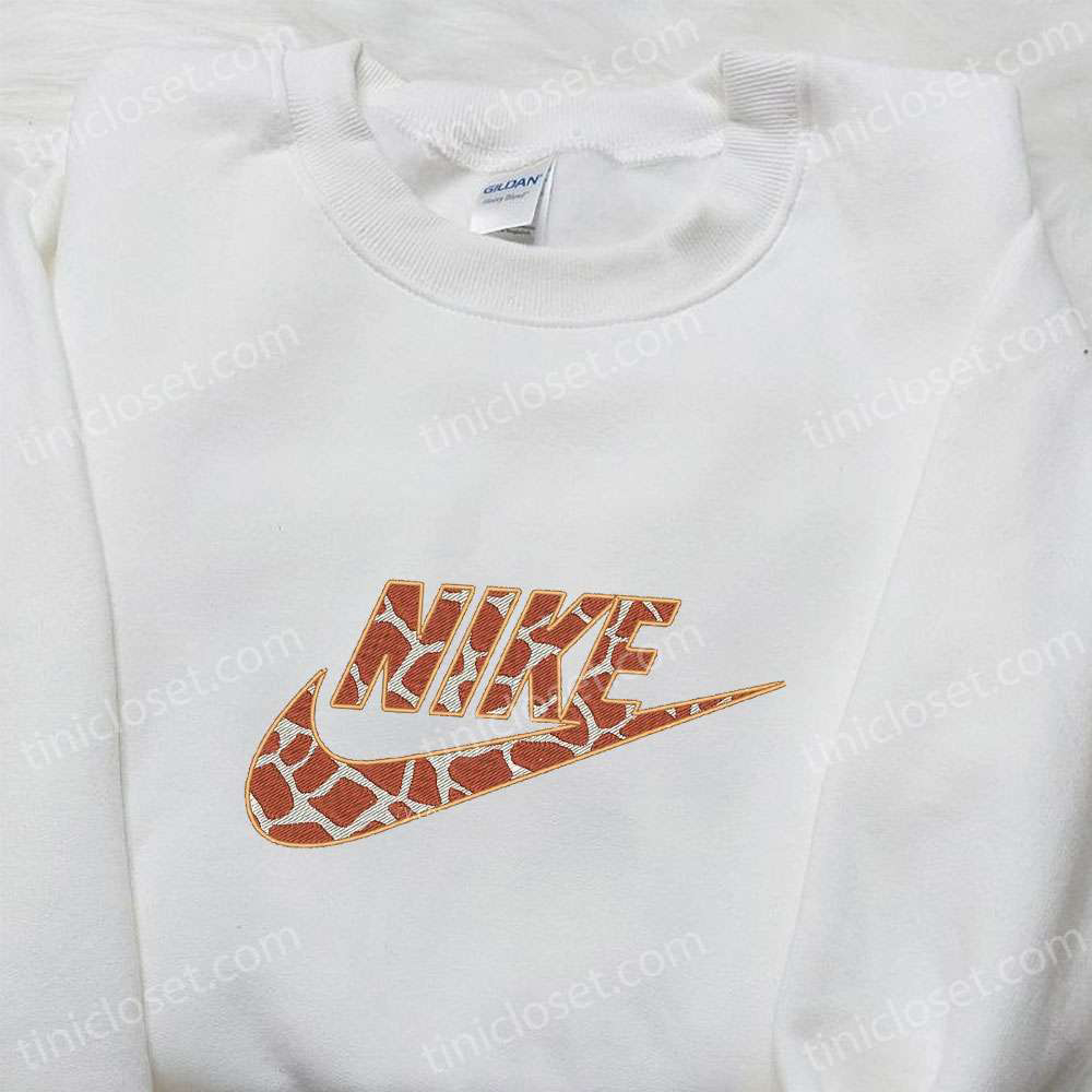 Giraffe Pattern x Nike Embroidered Sweatshirt: Custom Shirt Best Family Gift Ideas
