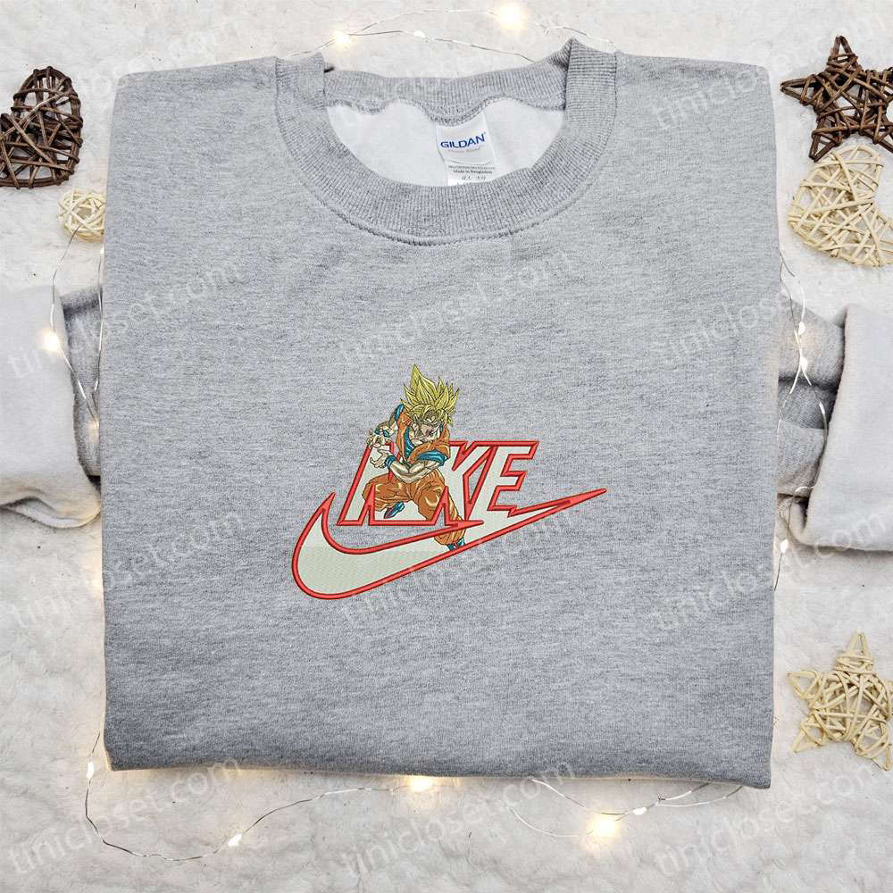 Goku Kameha x Nike Anime Embroidered Sweatshirt – Dragon Ball Shirt Best Family Gift