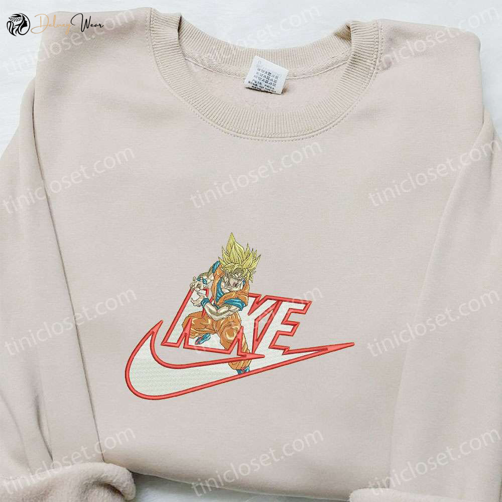 Goku Kameha x Nike Anime Embroidered Sweatshirt – Dragon Ball Shirt Best Family Gift