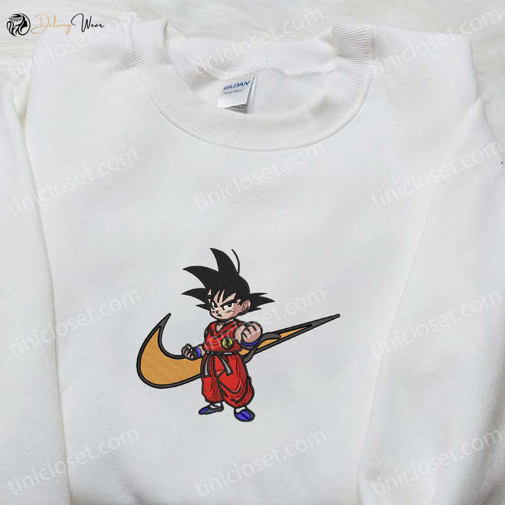 Goku Kid x Nike Swoosh Anime Embroidered Sweatshirt: Dragon Ball & Nike Inspired Shirt