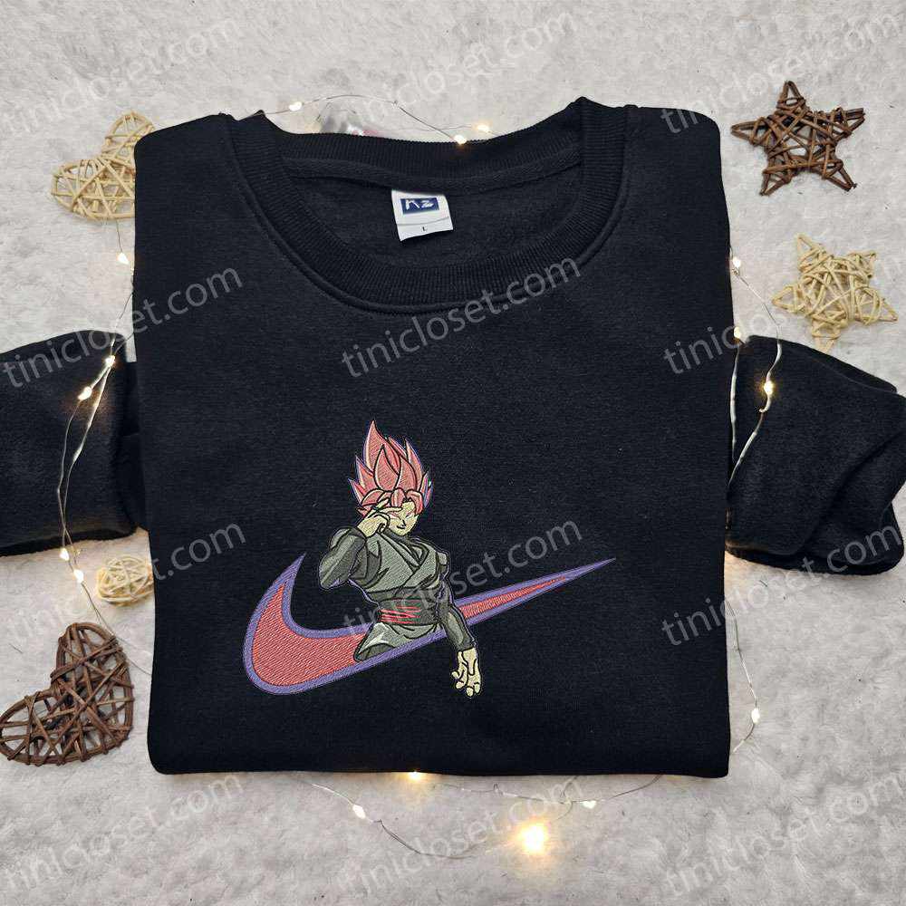 Goku Super Saiyan Rose x Swoosh Anime Embroidered Hoodie: Cool Clothing & Best Family Gift