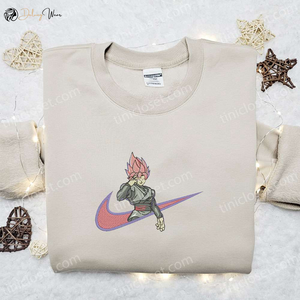 Goku Super Saiyan Rose x Swoosh Anime Embroidered Hoodie: Cool Clothing & Best Family Gift
