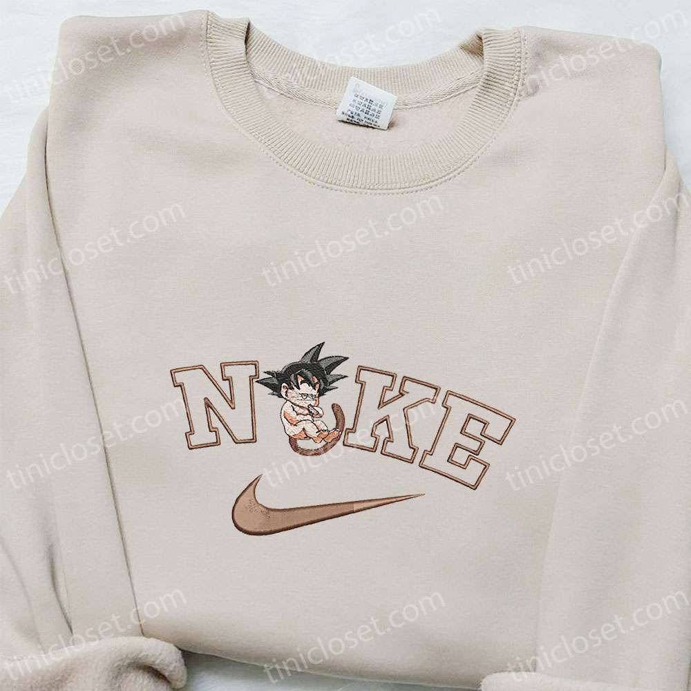 Goku x Nike Swoosh Anime Embroidered Tshirt – Dragon Ball Shirt Nike Inspired Design