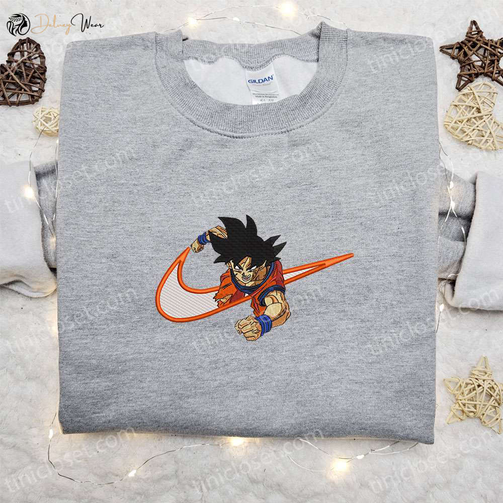 Goku x Nike Swoosh Anime Embroidered Tshirt Dragon Ball Shirt