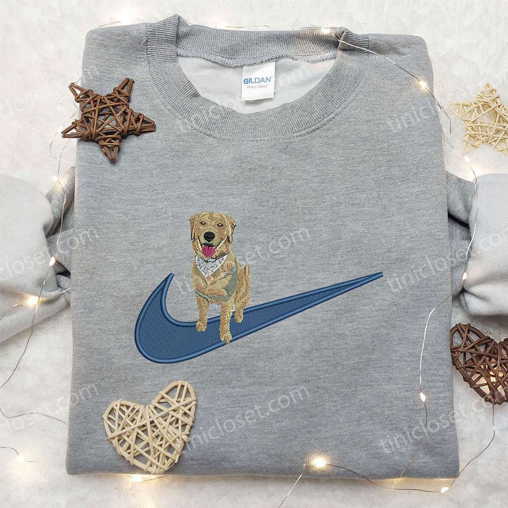 Golden Retriever x Nike Embroidered Shirt – Animal & Custom Nike Apparel