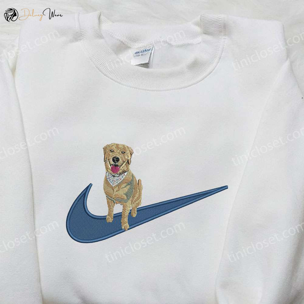 Golden Retriever x Nike Embroidered Shirt – Animal & Custom Nike Apparel