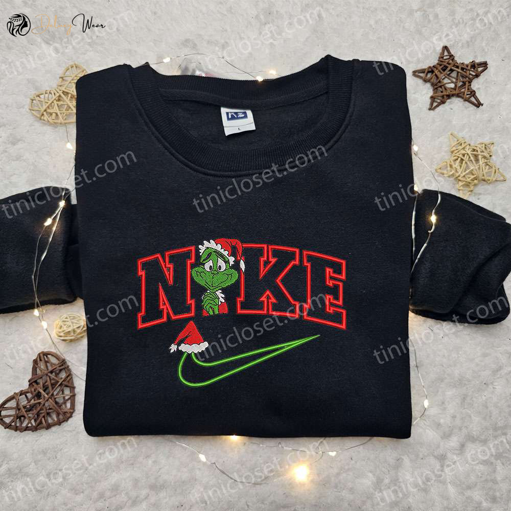 Grinch Christmas x Nike Movie Embroidered Tshirt: Best Gift Idea with Nike-Inspired Shirt