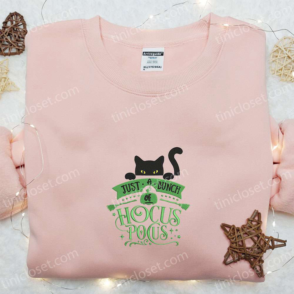 Halloween Cat Hocus Pocus Embroidered Shirt: Cute Sweatshirt & Best Halloween Shirt Ideas
