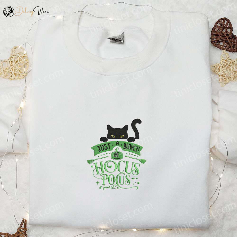 Halloween Cat Hocus Pocus Embroidered Shirt: Cute Sweatshirt & Best Halloween Shirt Ideas